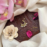 Vriksham Unique Peacock Motif Style Press Naths/Nose Pin-Red White & Green-Pearls-G20752